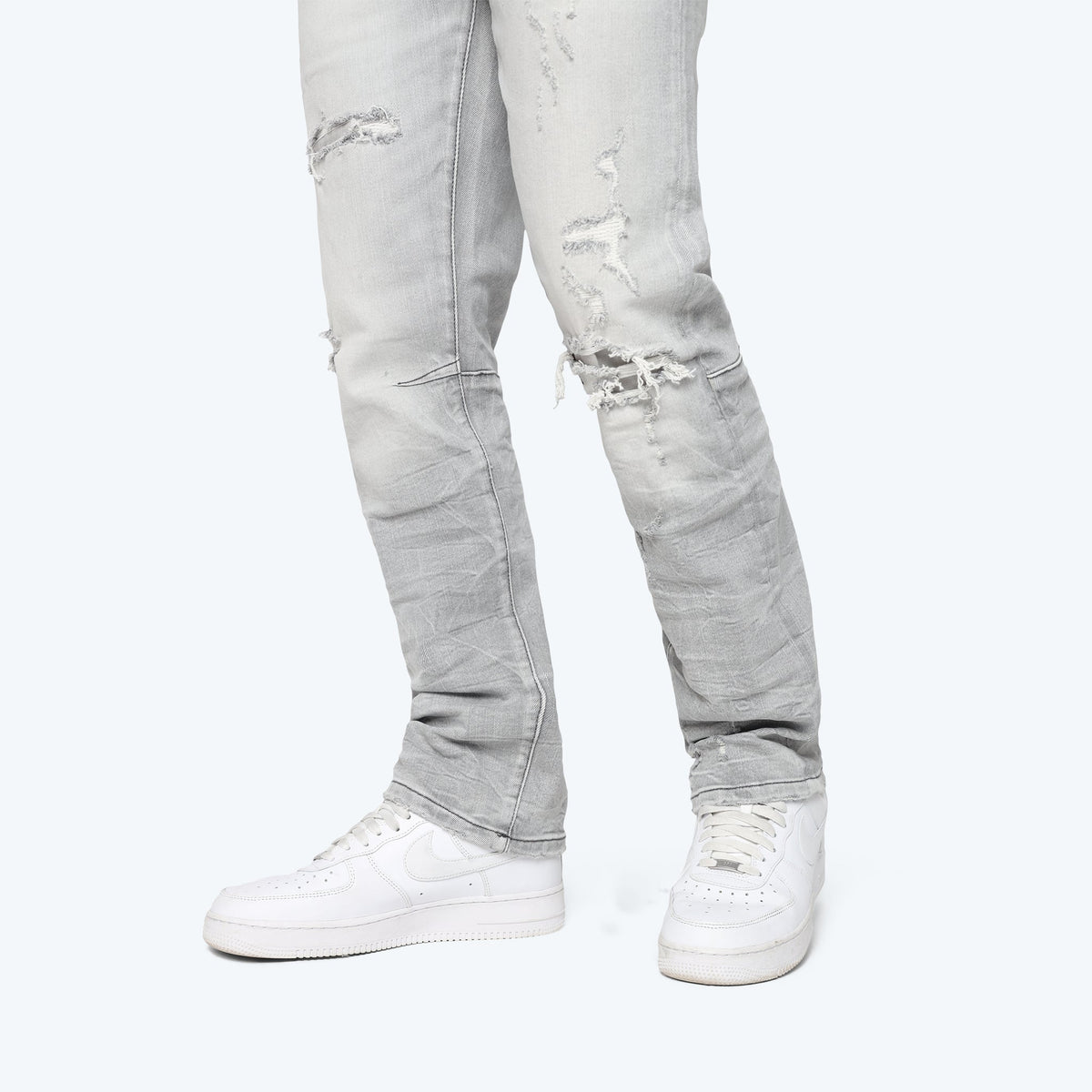 Straight Heavy Whisker Effect Jeans - Rubio Grey
