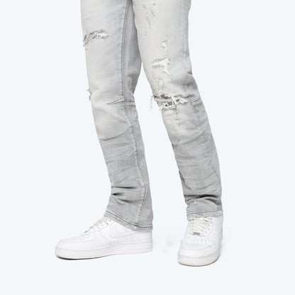 Straight Heavy Whisker Effect Jeans - Rubio Grey