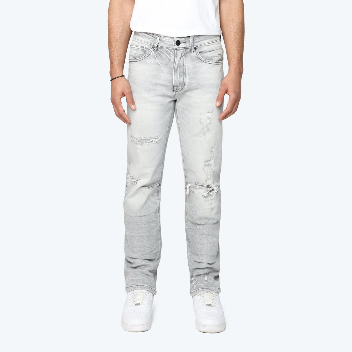 Straight Heavy Whisker Effect Jeans - Rubio Grey
