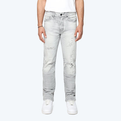 Straight Heavy Whisker Effect Jeans - Rubio Grey