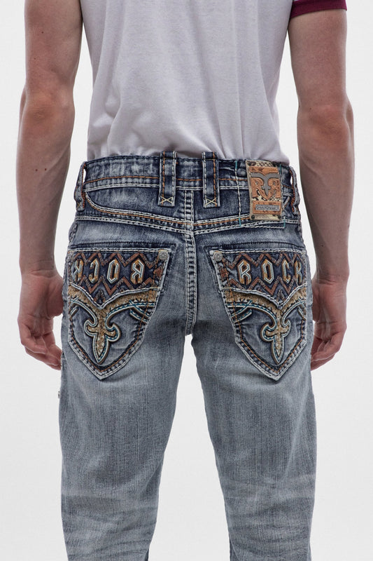 ROCK REVIVAL STRAIGHT JEANS IN LIGHT BLUE