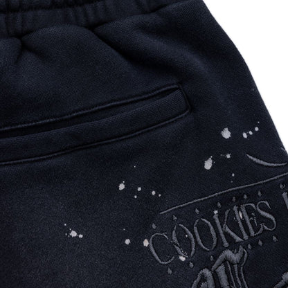 GOLD RUSH DISTRESSED AND SPLATTERED SWEATSHORTS