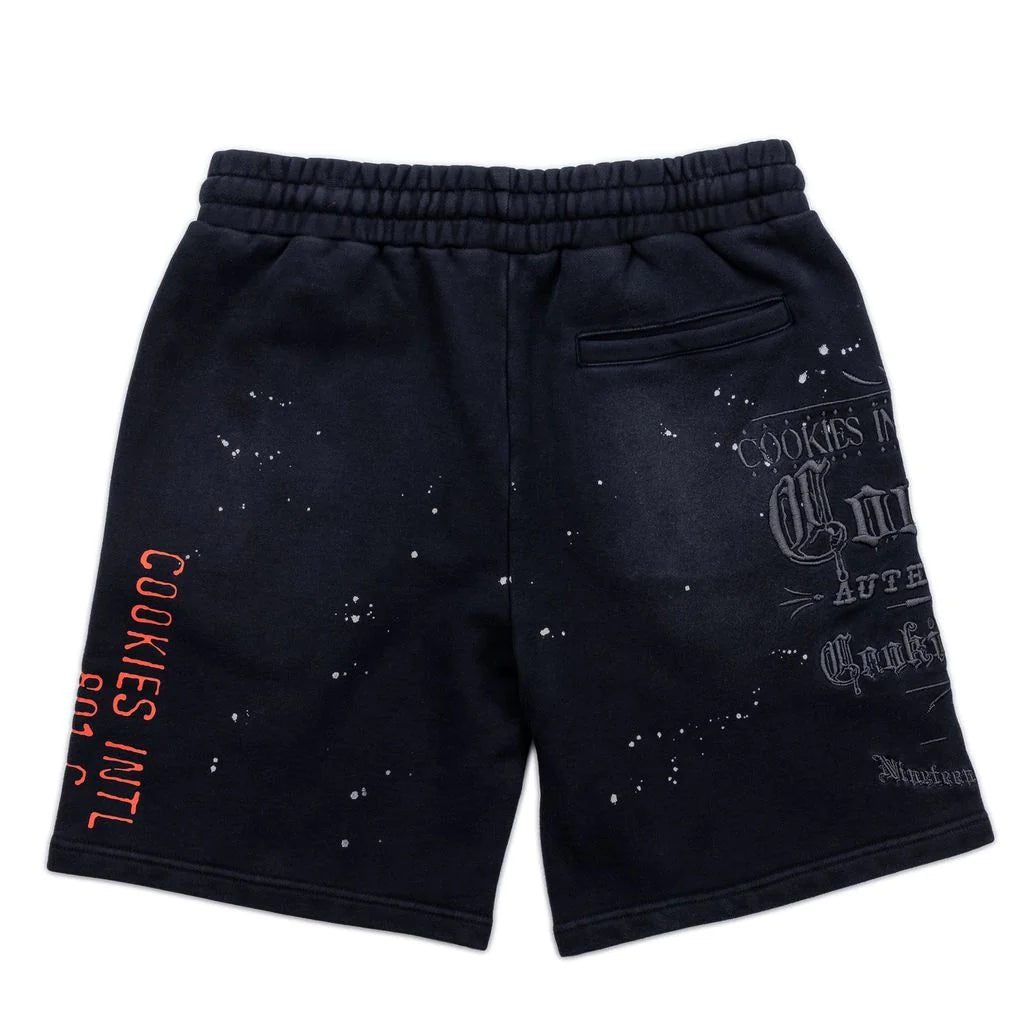GOLD RUSH DISTRESSED AND SPLATTERED SWEATSHORTS