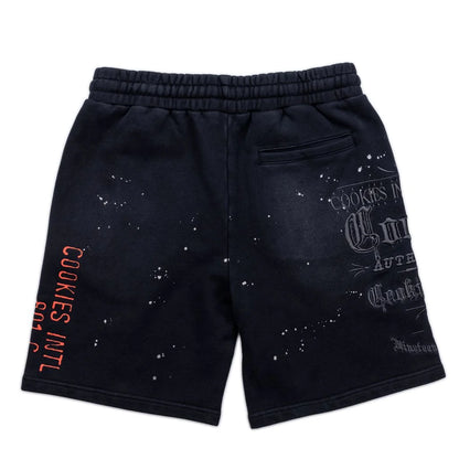 GOLD RUSH DISTRESSED AND SPLATTERED SWEATSHORTS