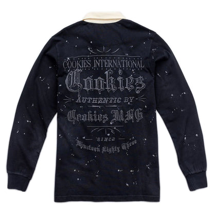 GOLD RUSH DISTRESSED AND SPLATTERED LS KNIT RUGBY