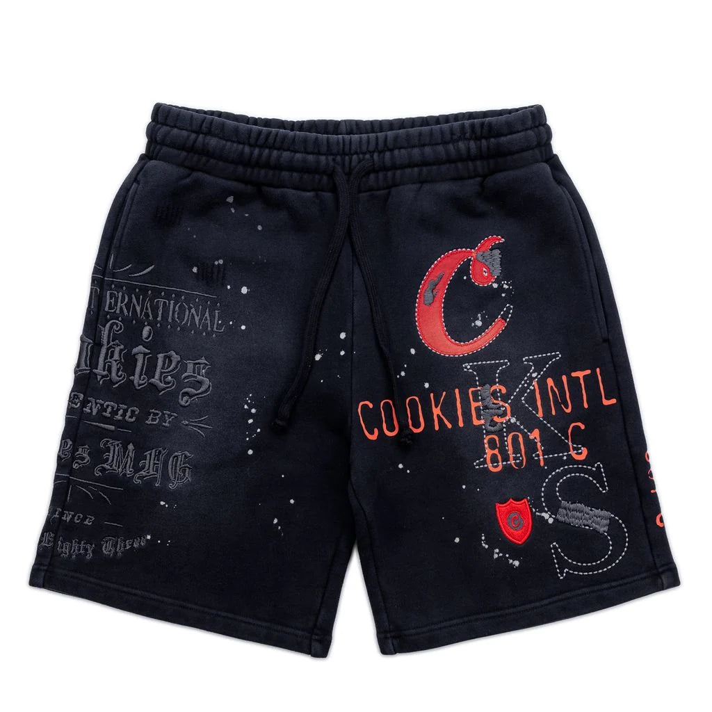 GOLD RUSH DISTRESSED AND SPLATTERED SWEATSHORTS