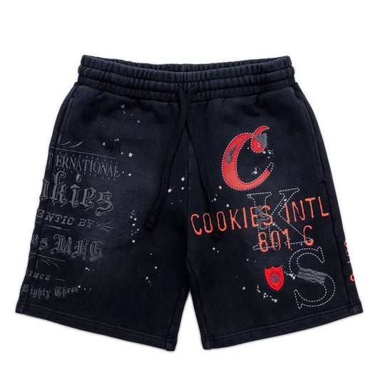 GOLD RUSH DISTRESSED AND SPLATTERED SWEATSHORTS