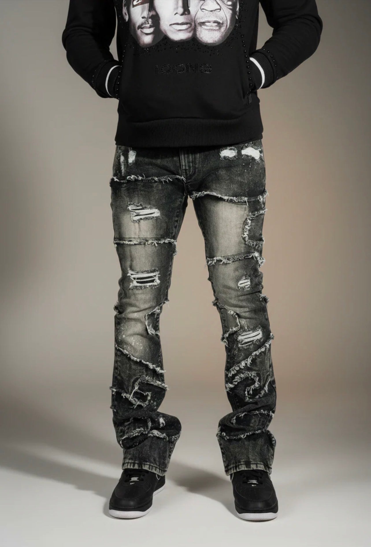 M1984 PASTONI STACKED JEANS - BLACK WASH