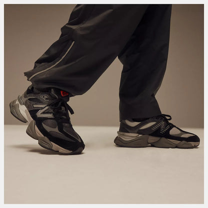 NEW BALANCE 9060 SHOES BLACK WITH CASTLEROCK AND RAIN CLOUD