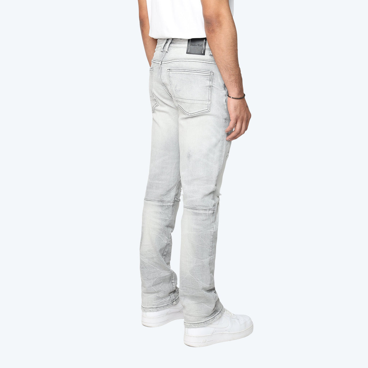 Straight Heavy Whisker Effect Jeans - Rubio Grey