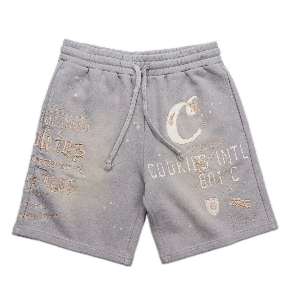 GOLD RUSH DISTRESSED AND SPLATTERED SWEATSHORTS