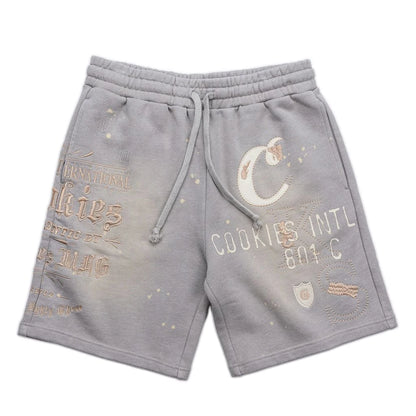 GOLD RUSH DISTRESSED AND SPLATTERED SWEATSHORTS