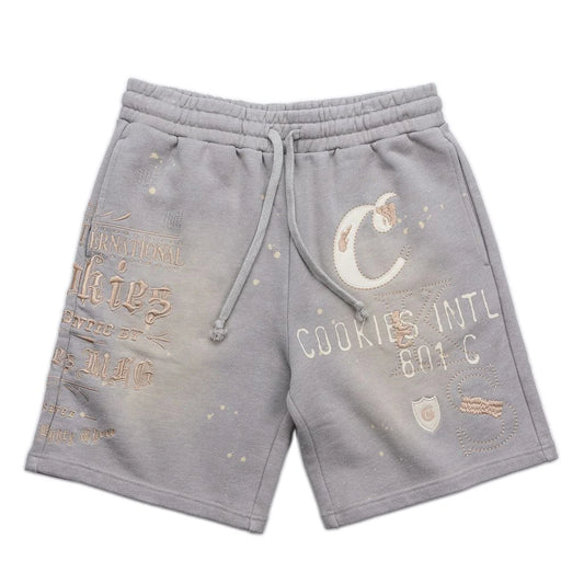 GOLD RUSH DISTRESSED AND SPLATTERED SWEATSHORTS