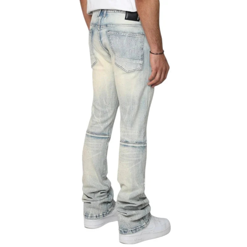 Smoke Rise 'All Rhinestone' Stacked Flare Denim (Anges Blue)