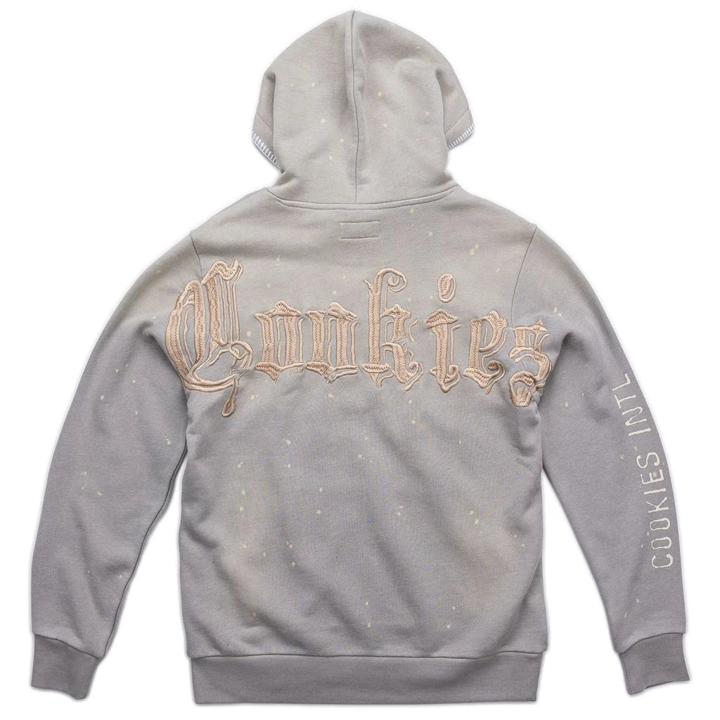 GOLD RUSH DISTRESSED AND SPLATTERED PULLOVER HOODIE