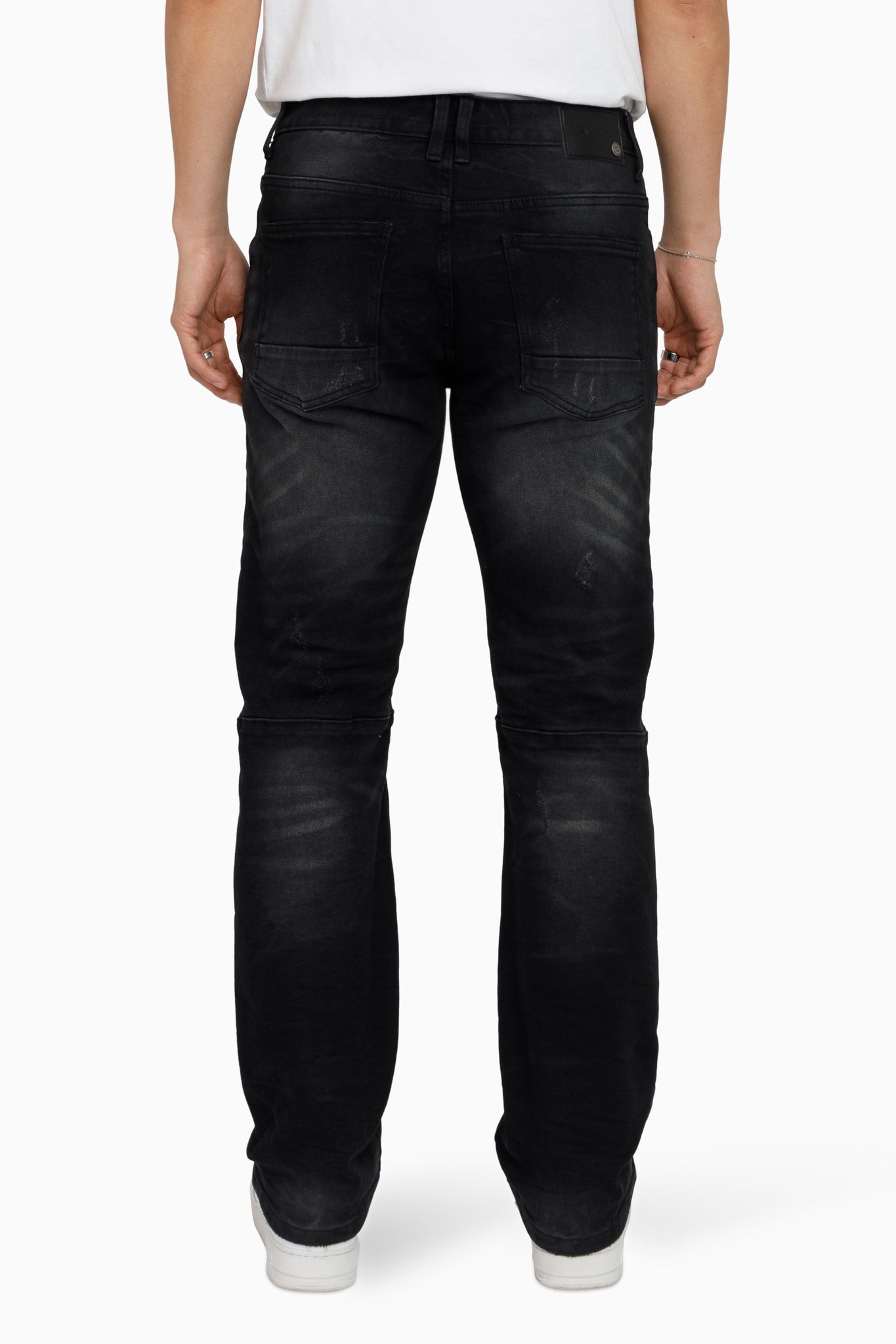 STRAIGHT FIT Heavy Whisker Effect Jeans - Tetra Black